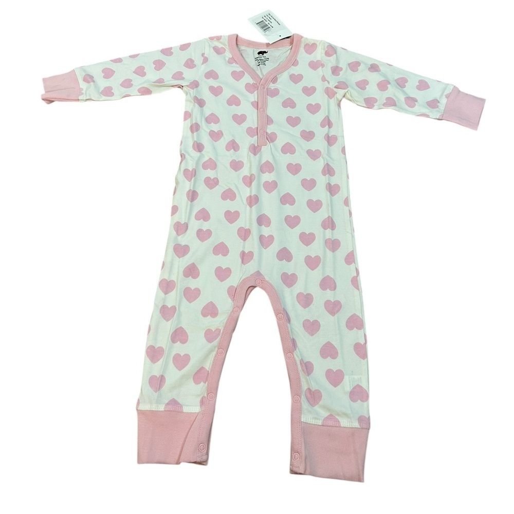 Layette by Monica + Andy Out and About Romper in Pink Hearts 18-24 Months NWT